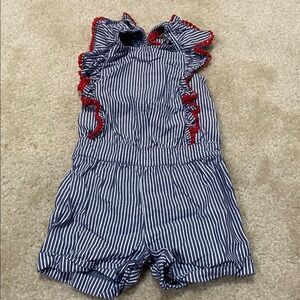 Cat & Jack Blue and White Striped One Piece with Red Trim